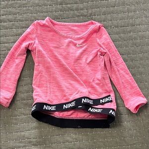 Nike Kids Pink Long Sleeve Tee with Black Band